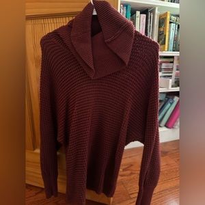 pink rose maroon turtle neck